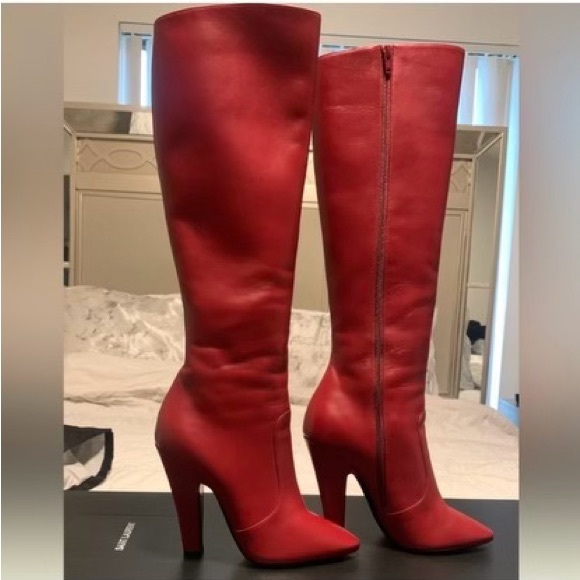 Like new red Saint Laurent boots. Size 38.5 - Picture 3 of 5